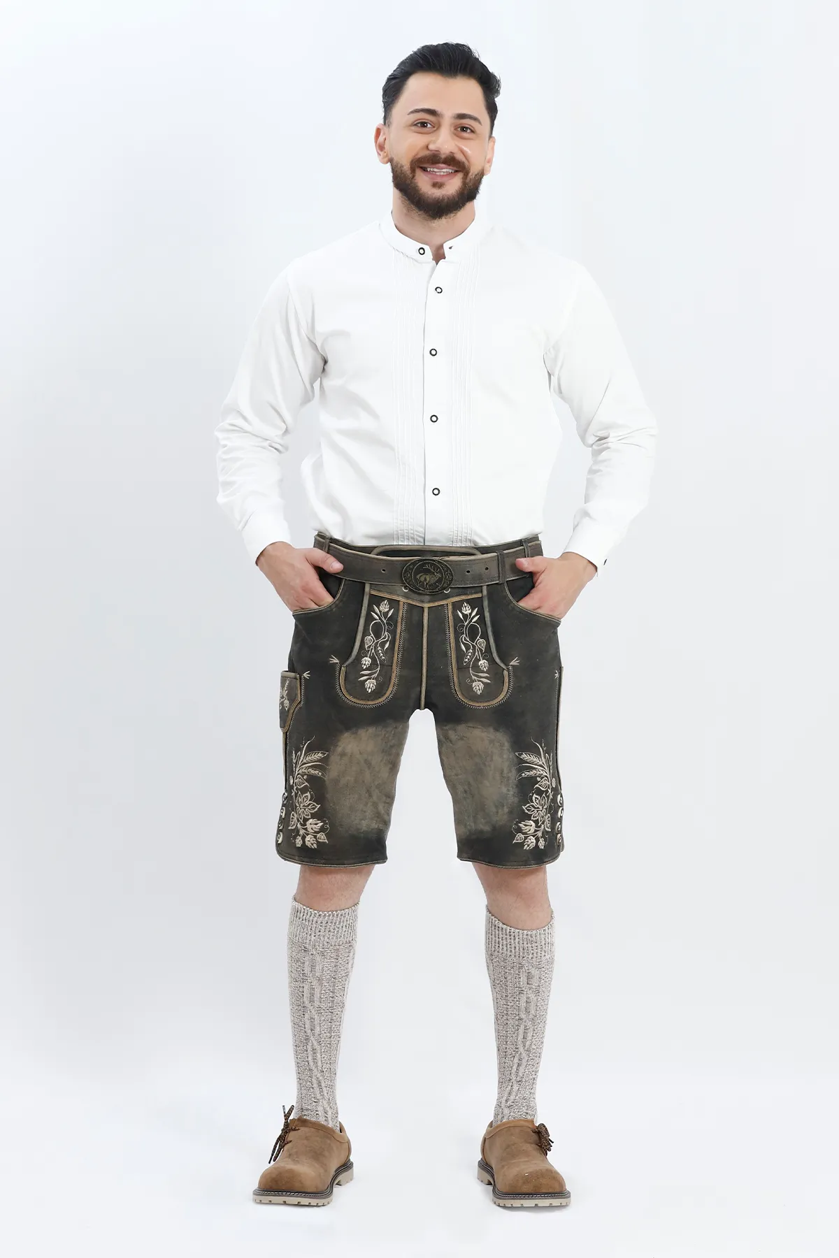 Alpine Pleated White Bavarian Shirt for Men - Image 4