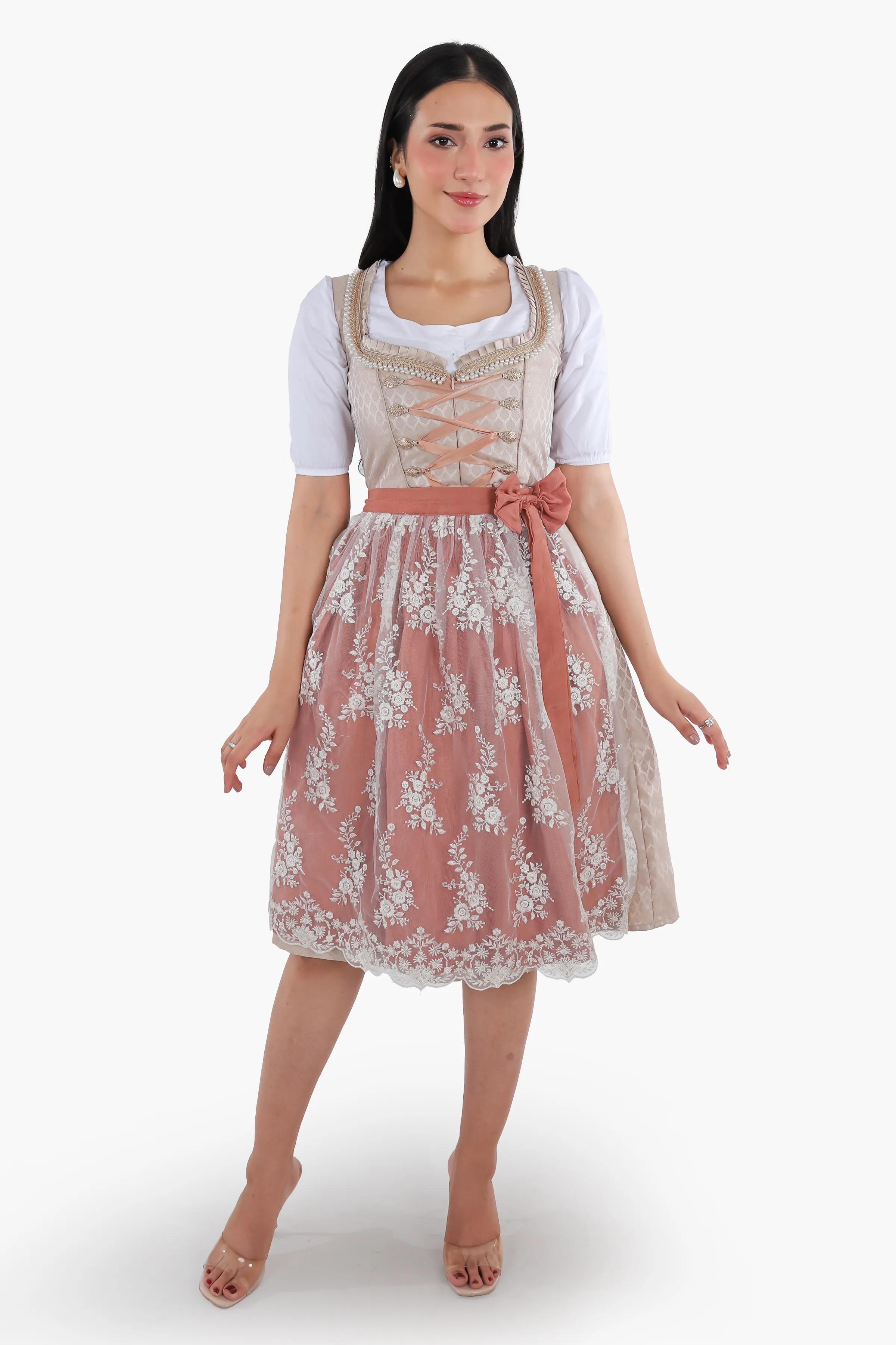 Bavarian Edition Rose Gold Midi Dirndl Dress