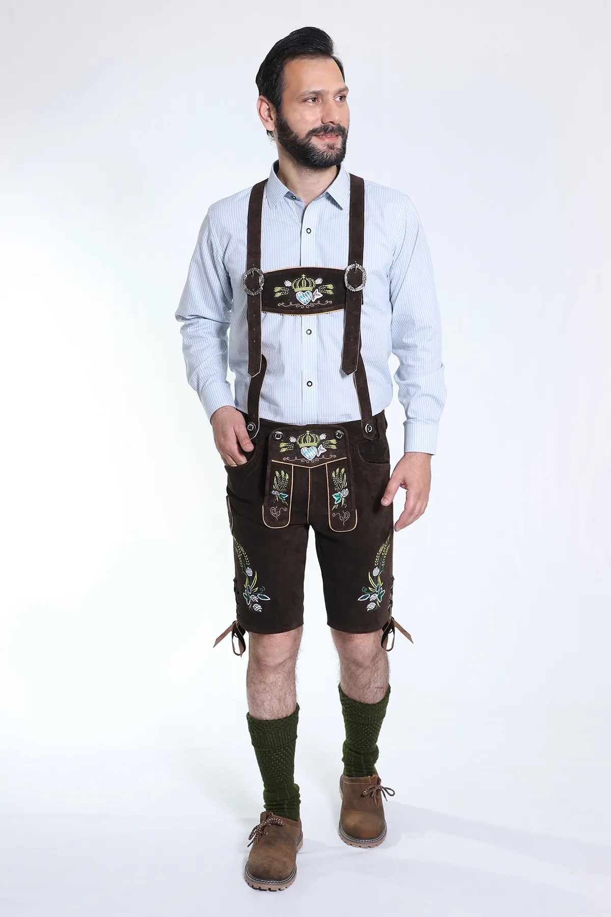 Bavarian Herren Lederhosen Dark Brown Set - Image 2