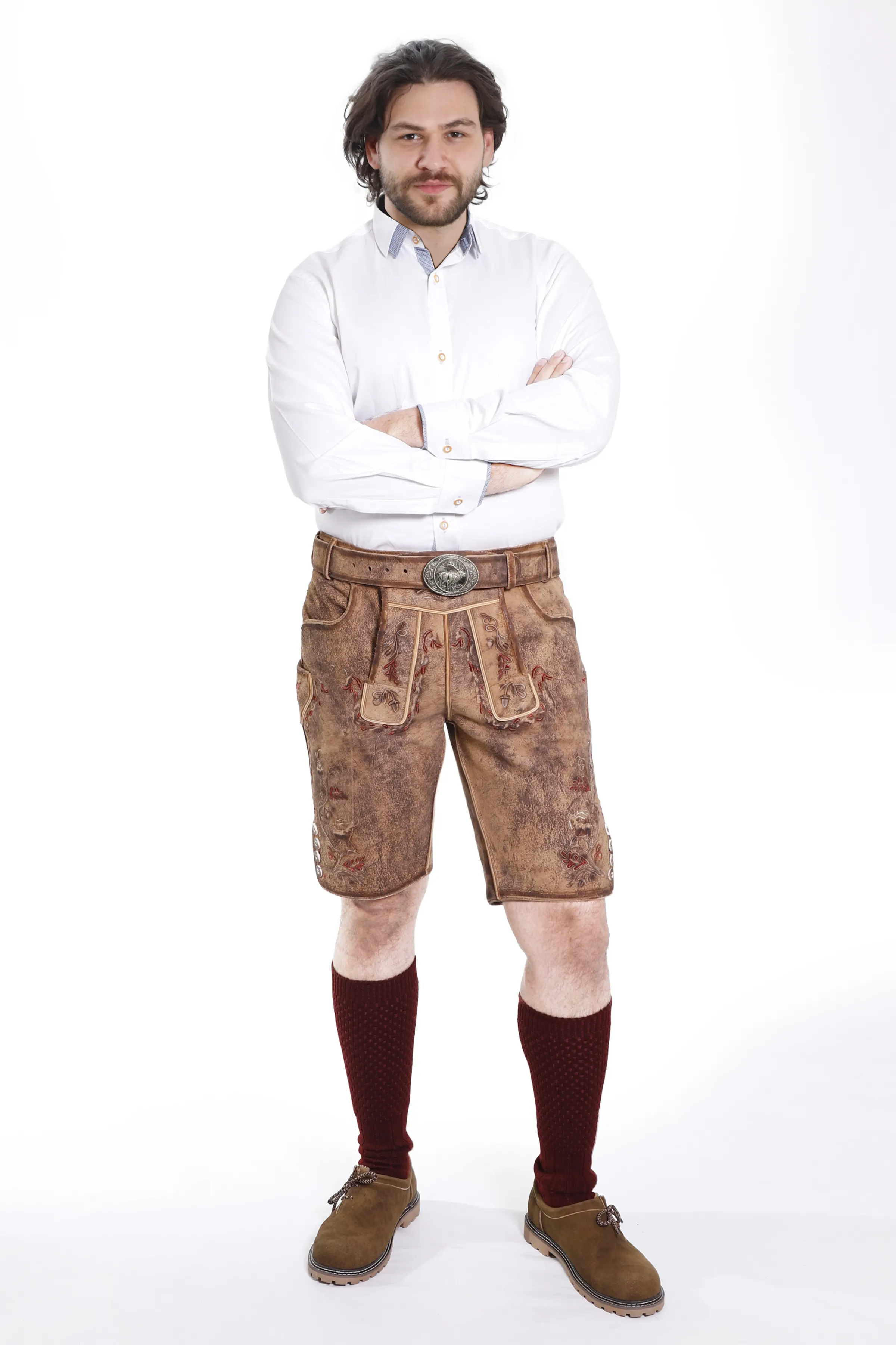 Traditional Lederhosen Men in Vintage Brown