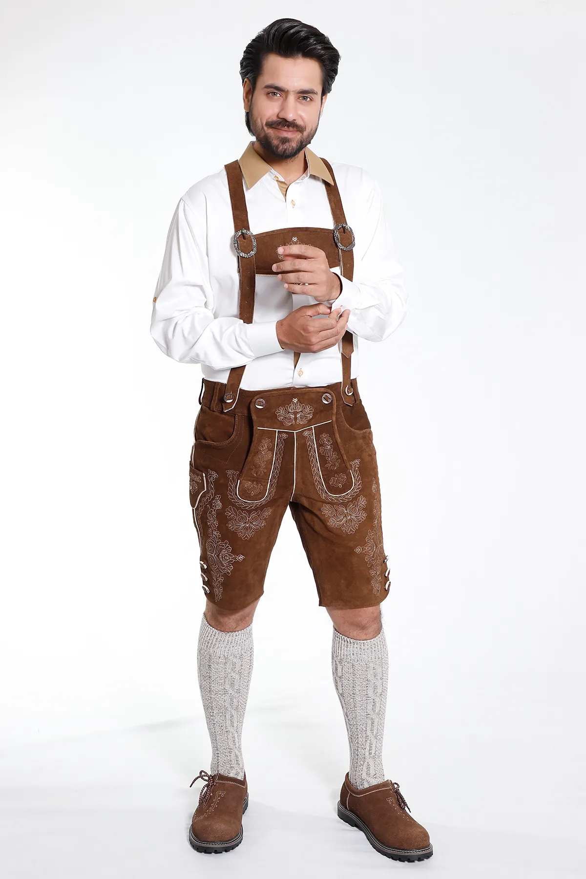 Classy Finished Bavarian Lederhosen Men Brown
