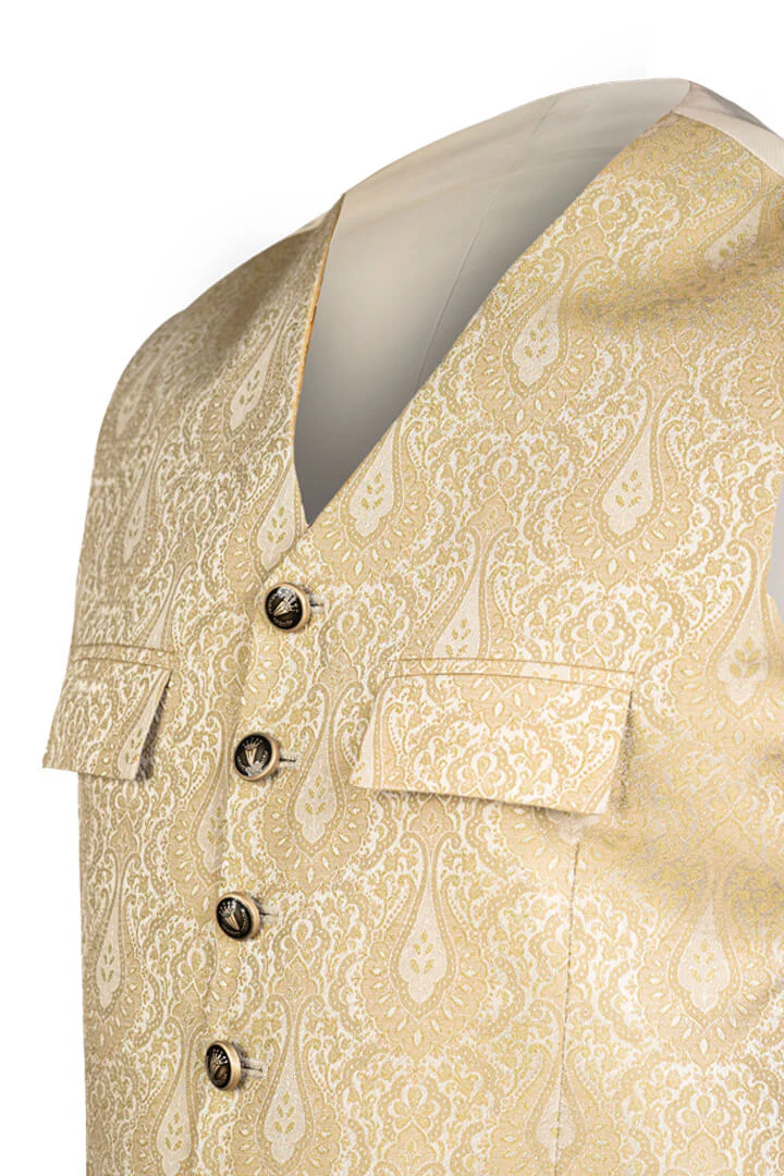 Comfortable Creamy Lederhosen Embroidered Waistcoat - Image 2