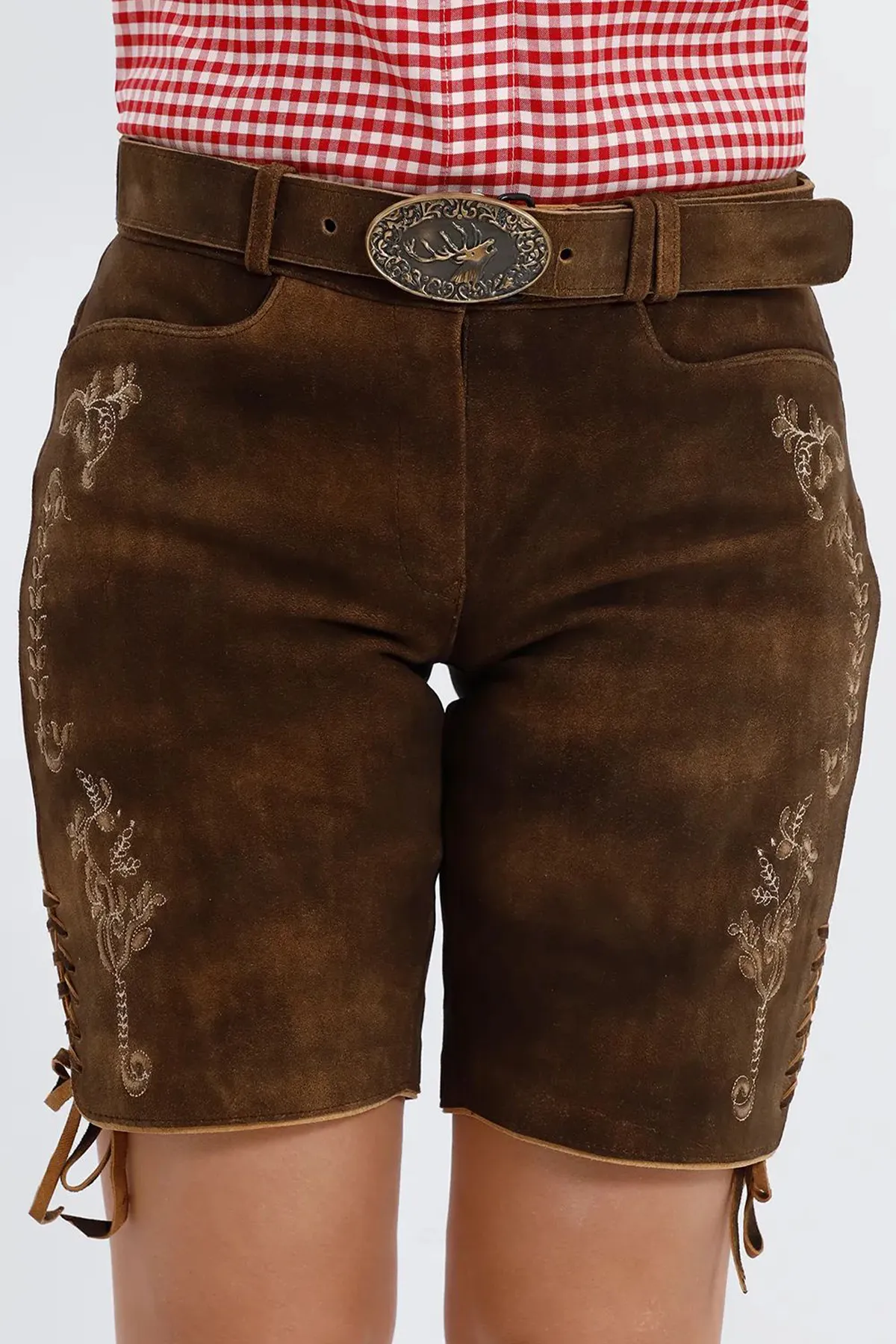 Delicate Edelweiss Embroidered Women Lederhosen - Image 2