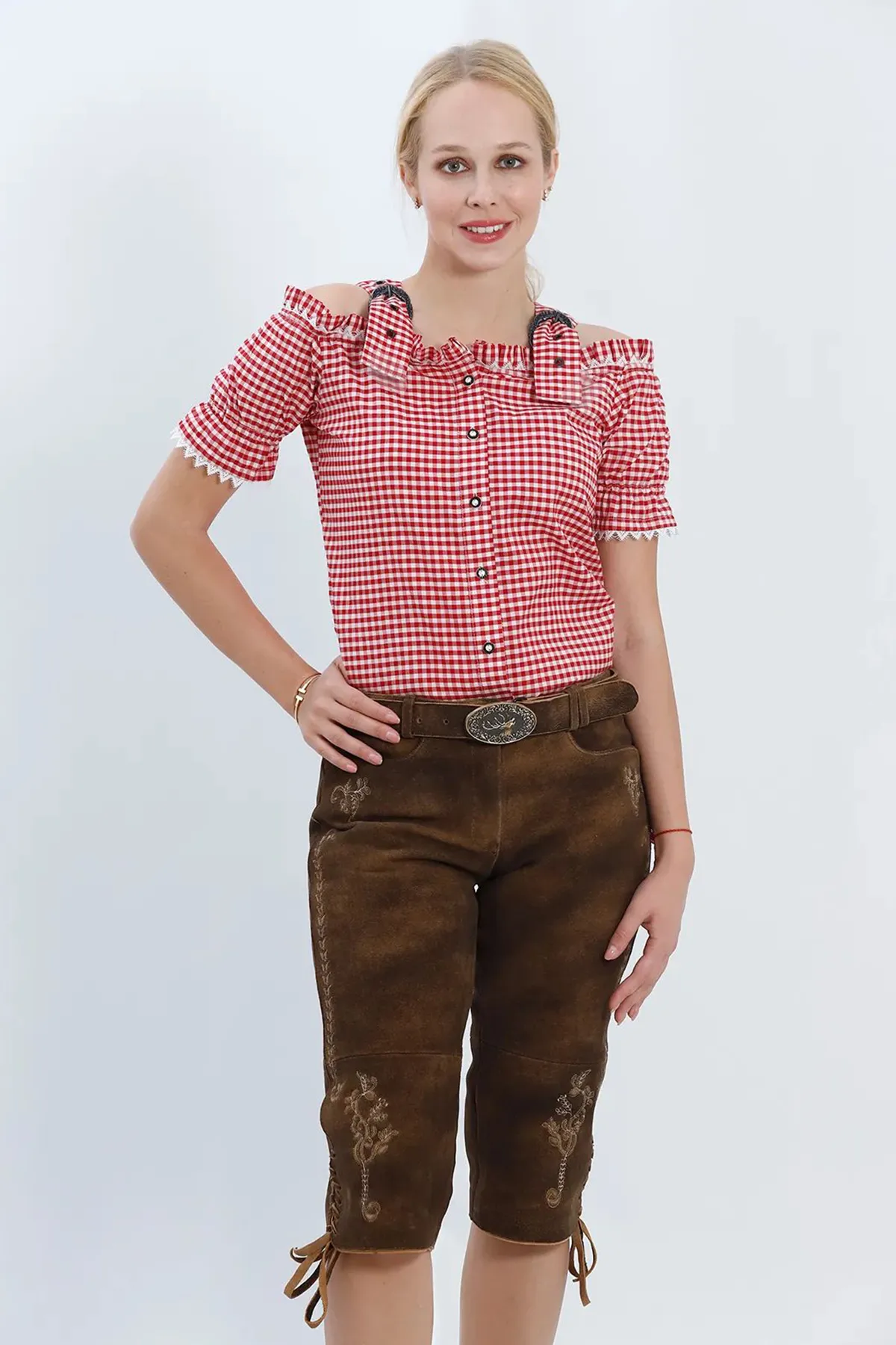 Delicate Embroidered Women Long Lederhosen - Image 4