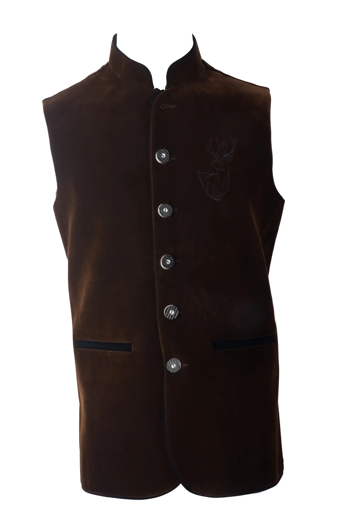 Embroidered Traditional German Waistcoat Brown - Image 2
