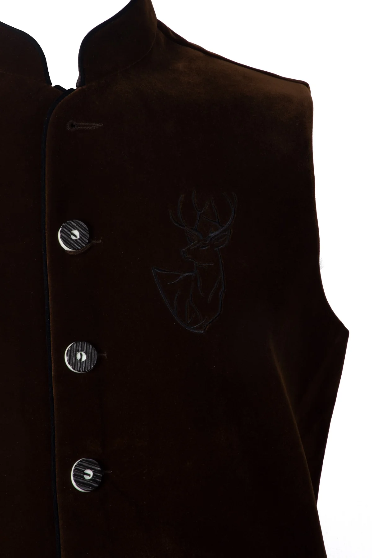 Embroidered Traditional German Waistcoat Brown - Image 3