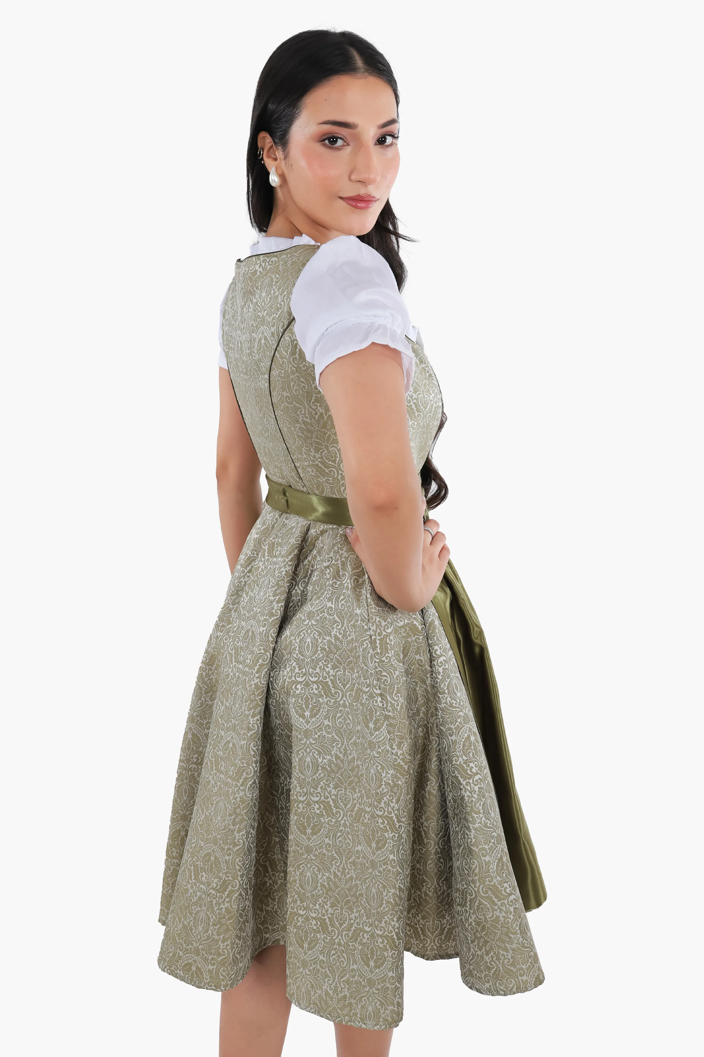 Enchanted Forest Green German Midi Dirndl Dress - Image 5