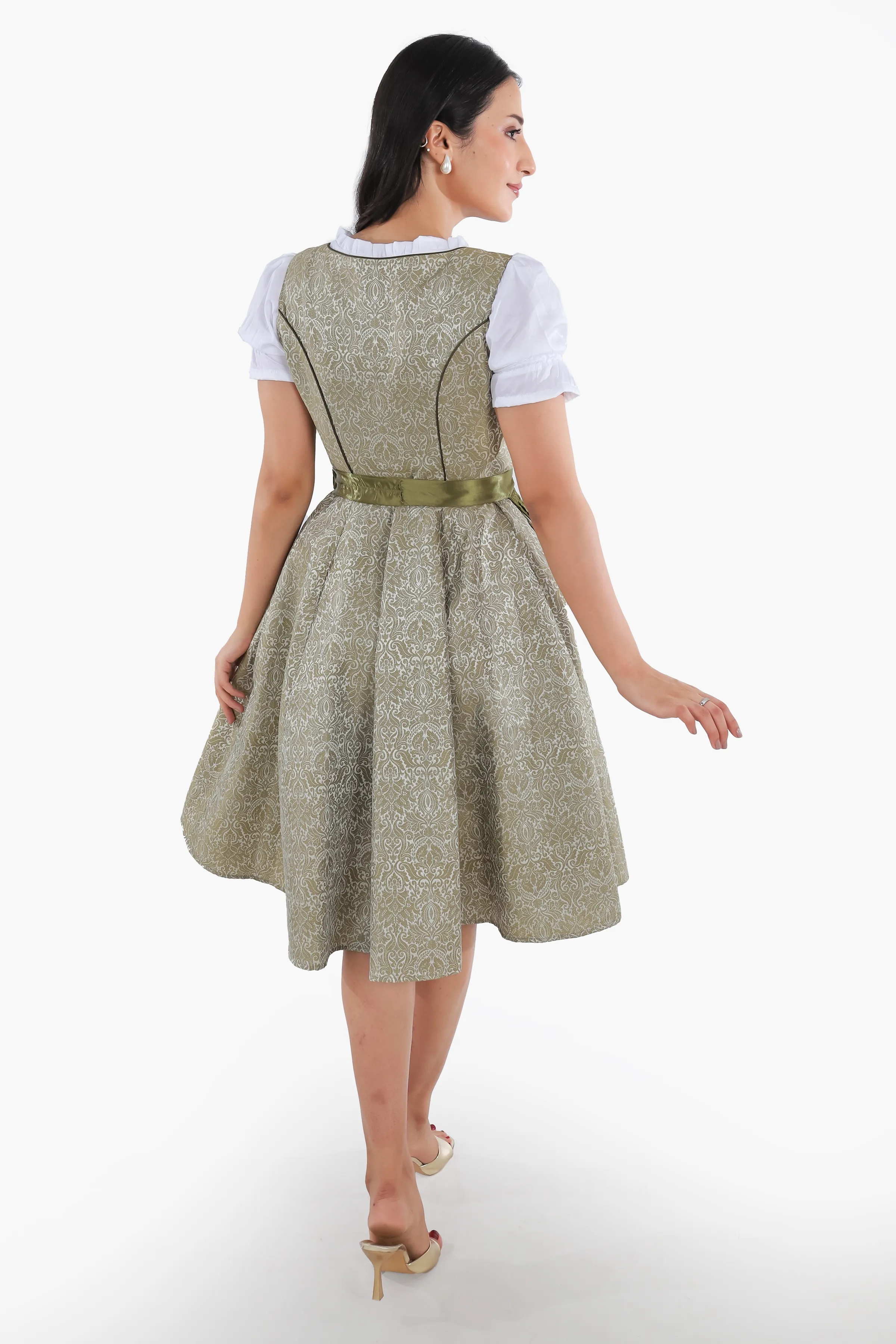 Enchanted Forest Green German Midi Dirndl Dress - Image 6
