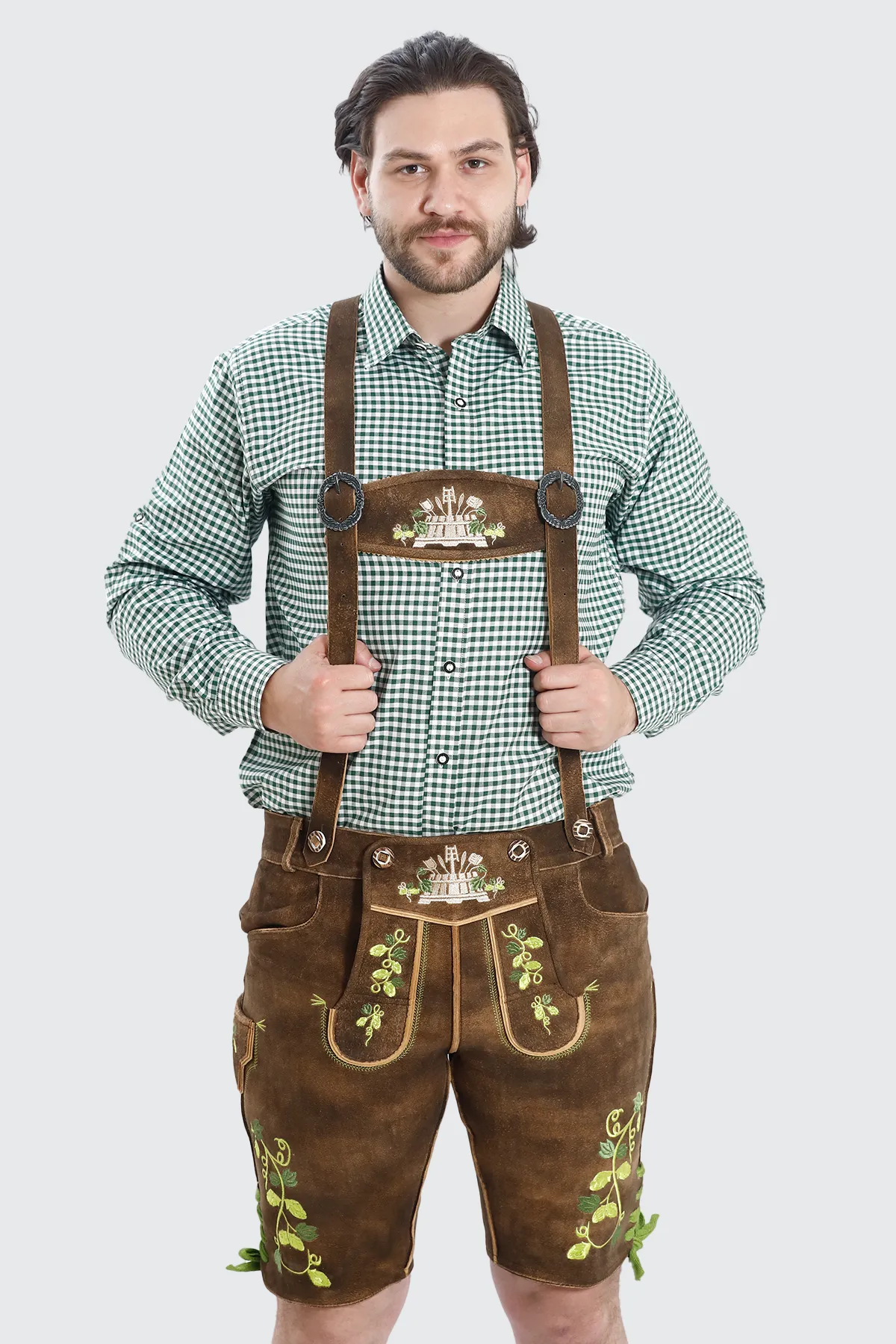 Forest Brown Bavarian Men’s Lederhosen Set - Image 5