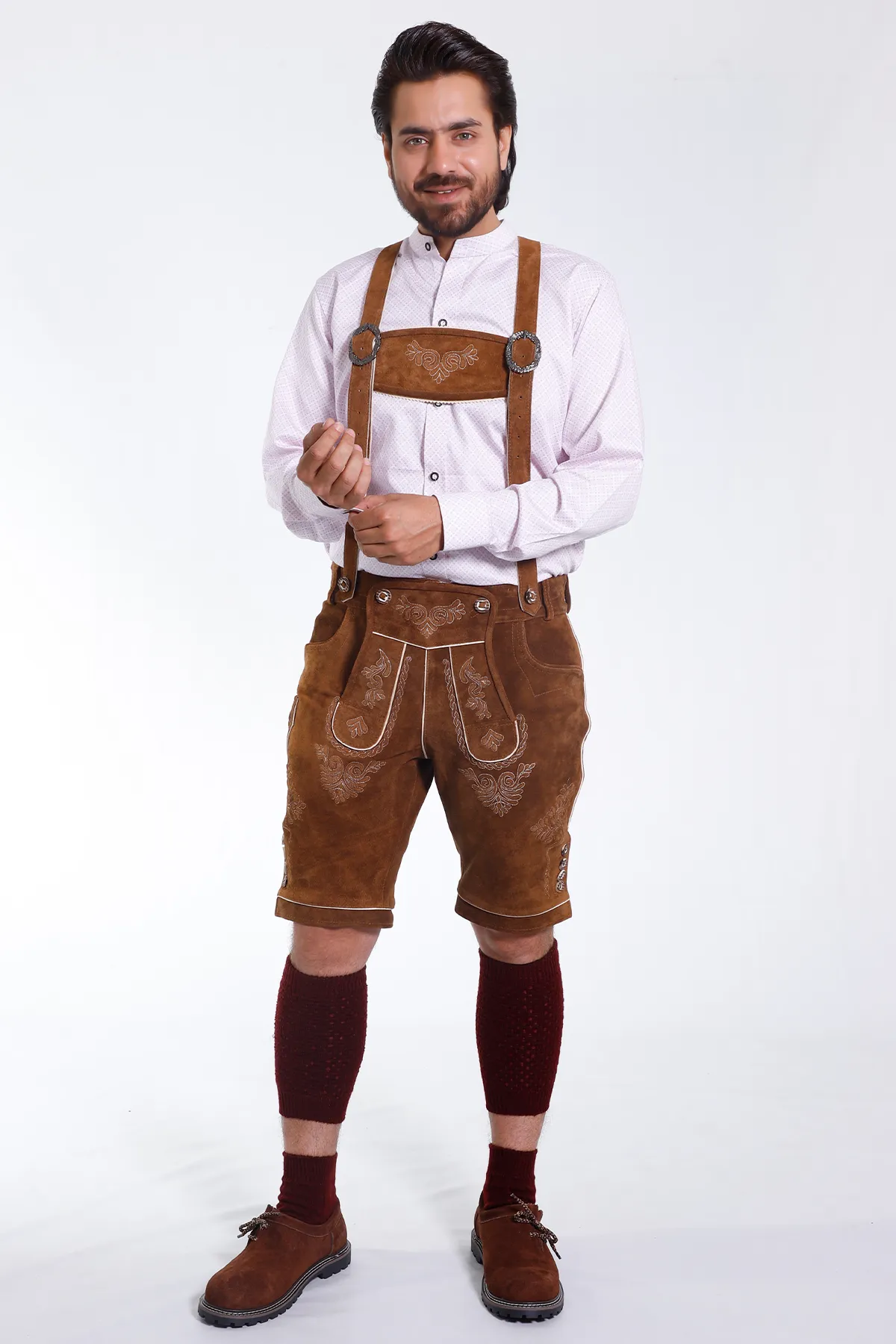 Genuine Bavarian Lederhosen for Men Hazelnut Brown Set - Image 2