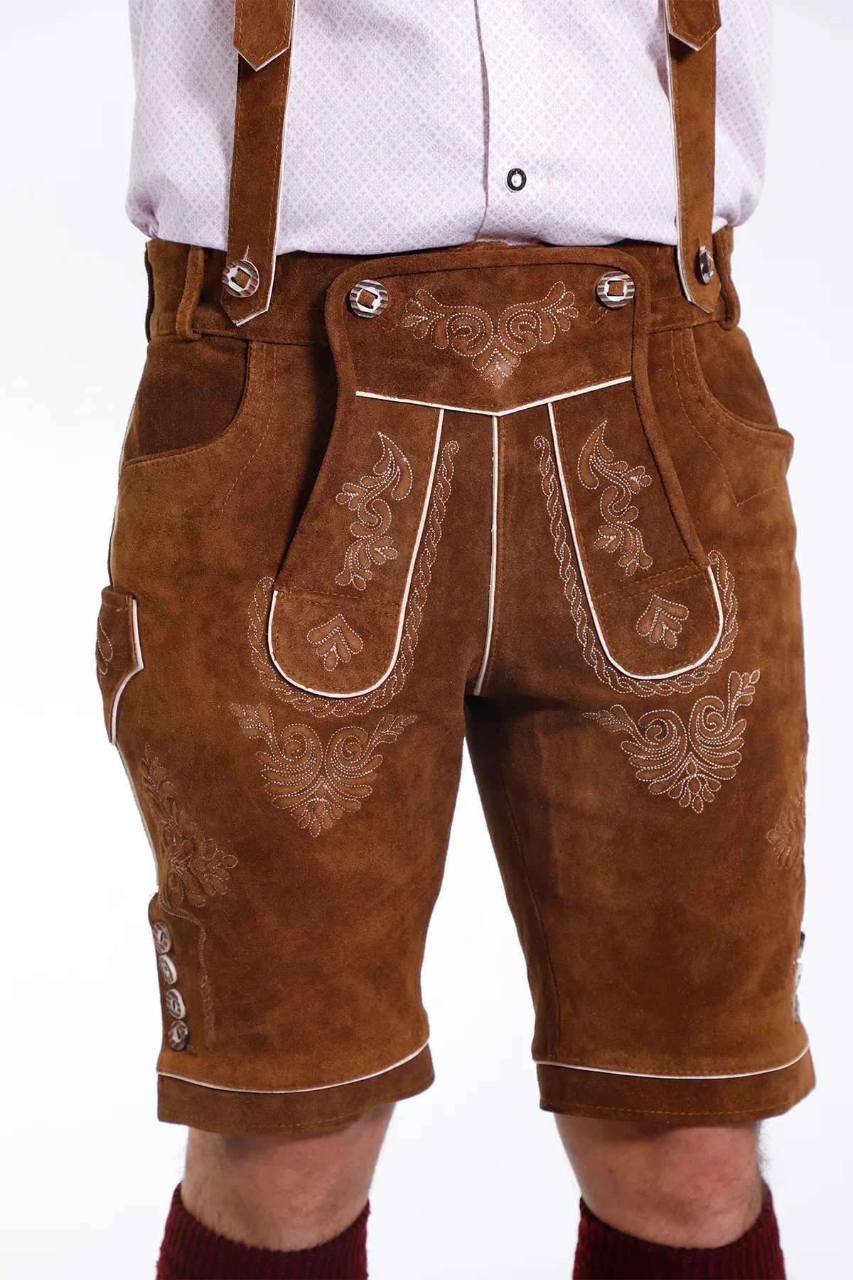 Genuine Bavarian Lederhosen for Men Hazelnut Brown Set - Image 3