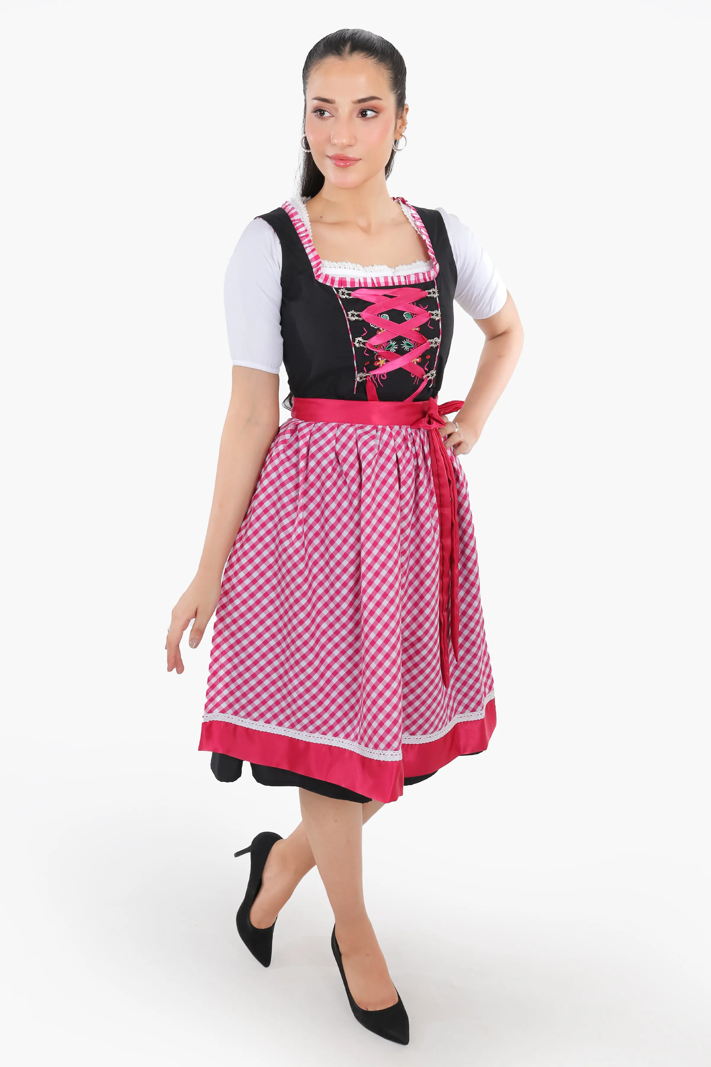 German Dirndl Amara Black Pink - Image 6