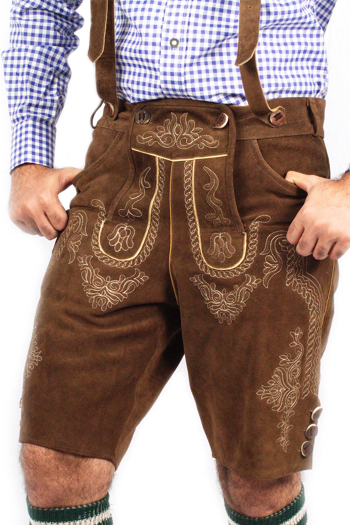 German Lederhosen Men Shorts Classic Brown - Image 3