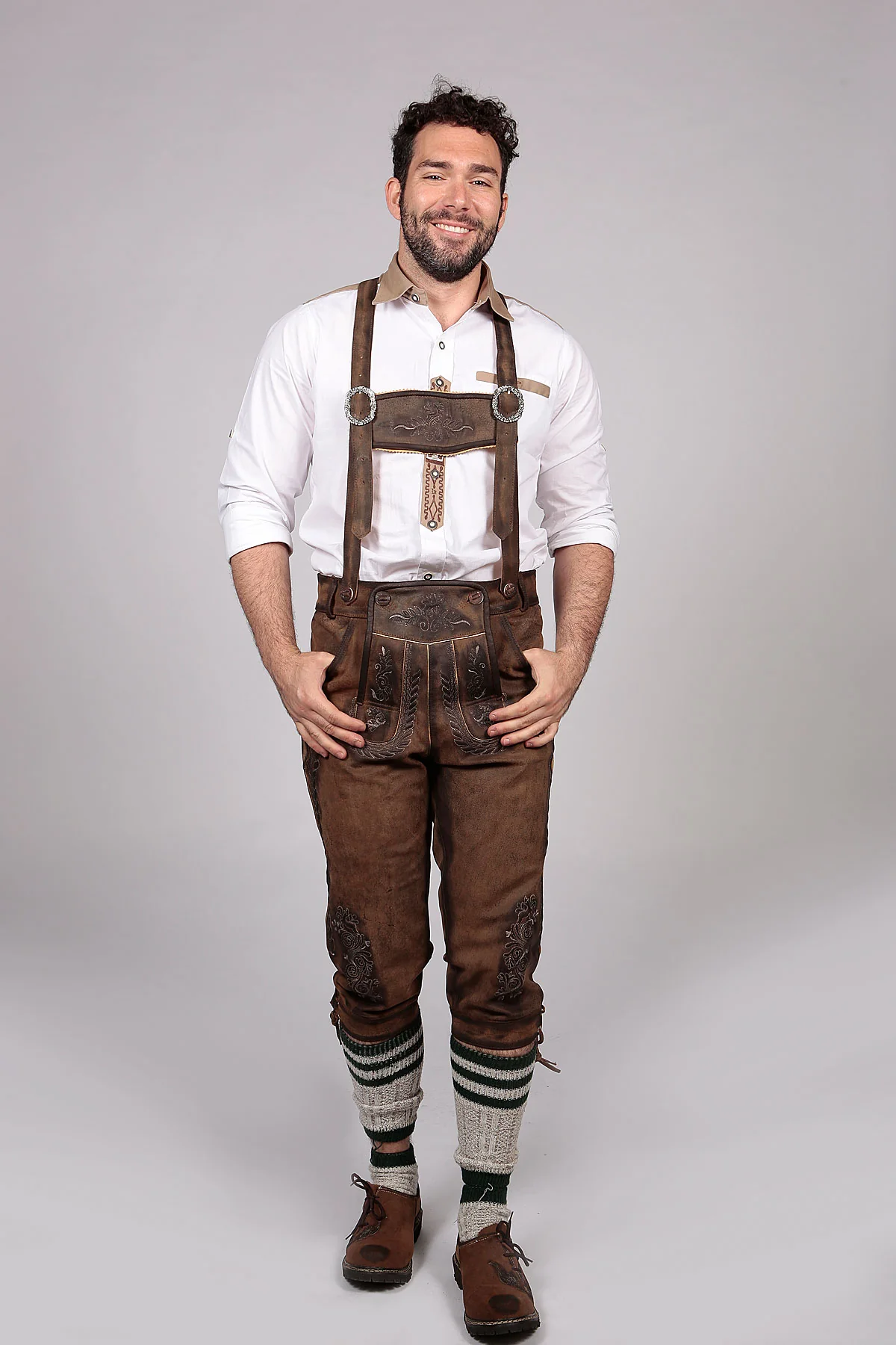 Knee Long Trachten Bundhosen Dark Brown
