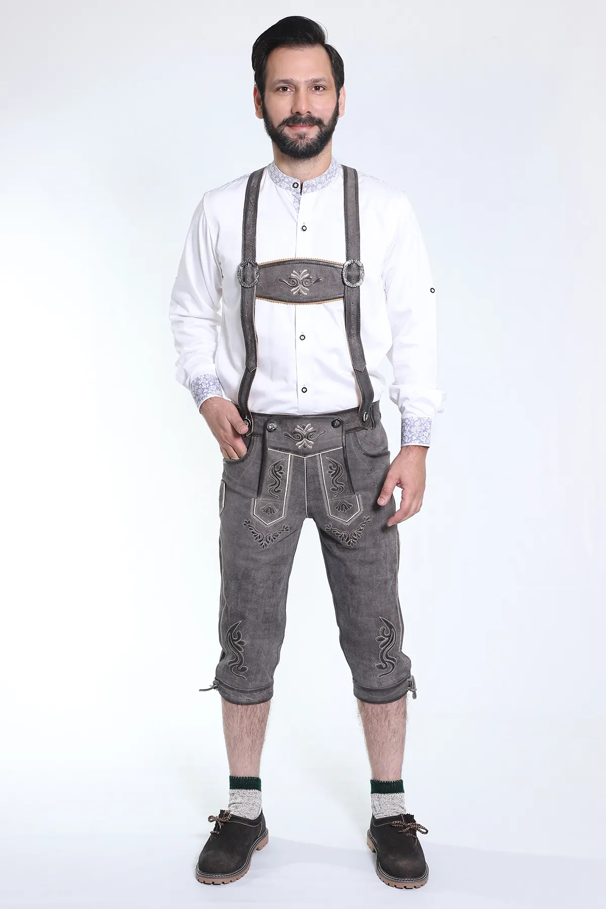 Knee Long Trachten Bundhosen Dark Gray