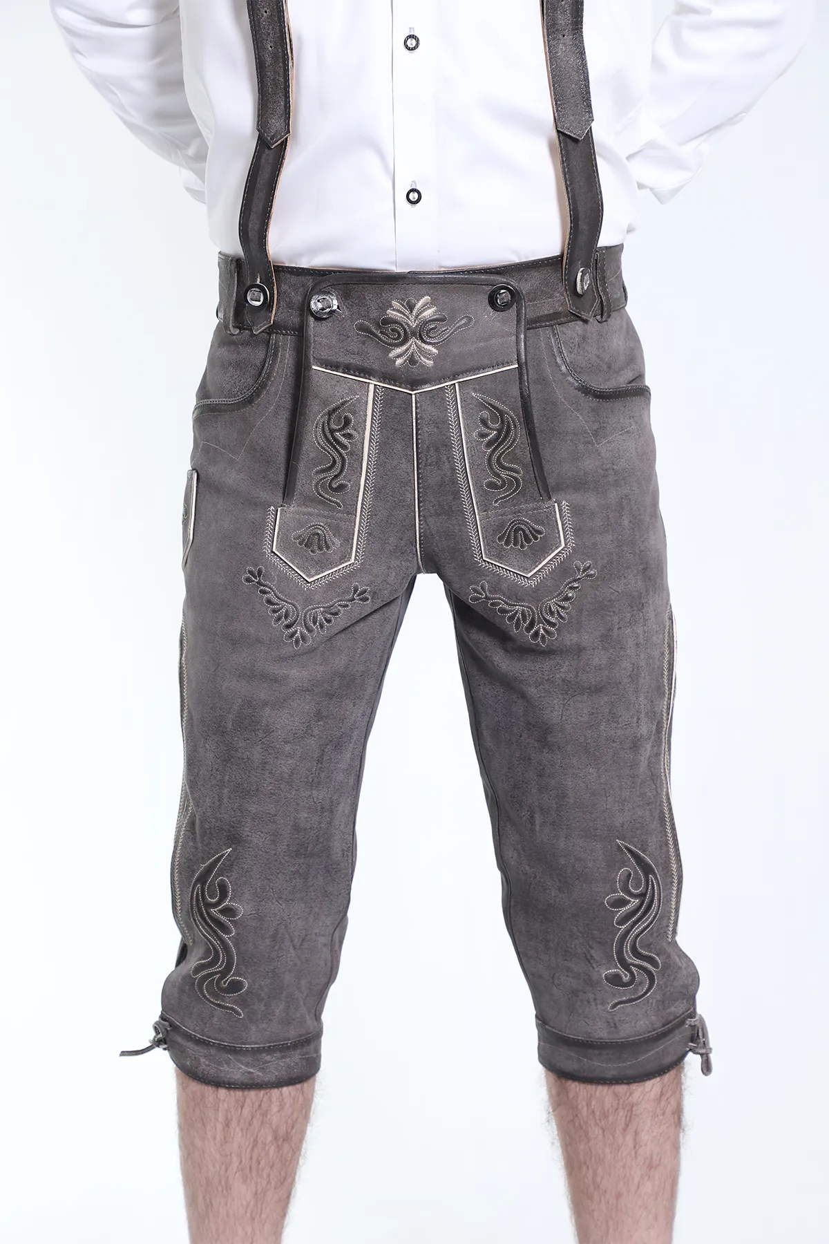 Knee Long Trachten Bundhosen Dark Gray - Image 2