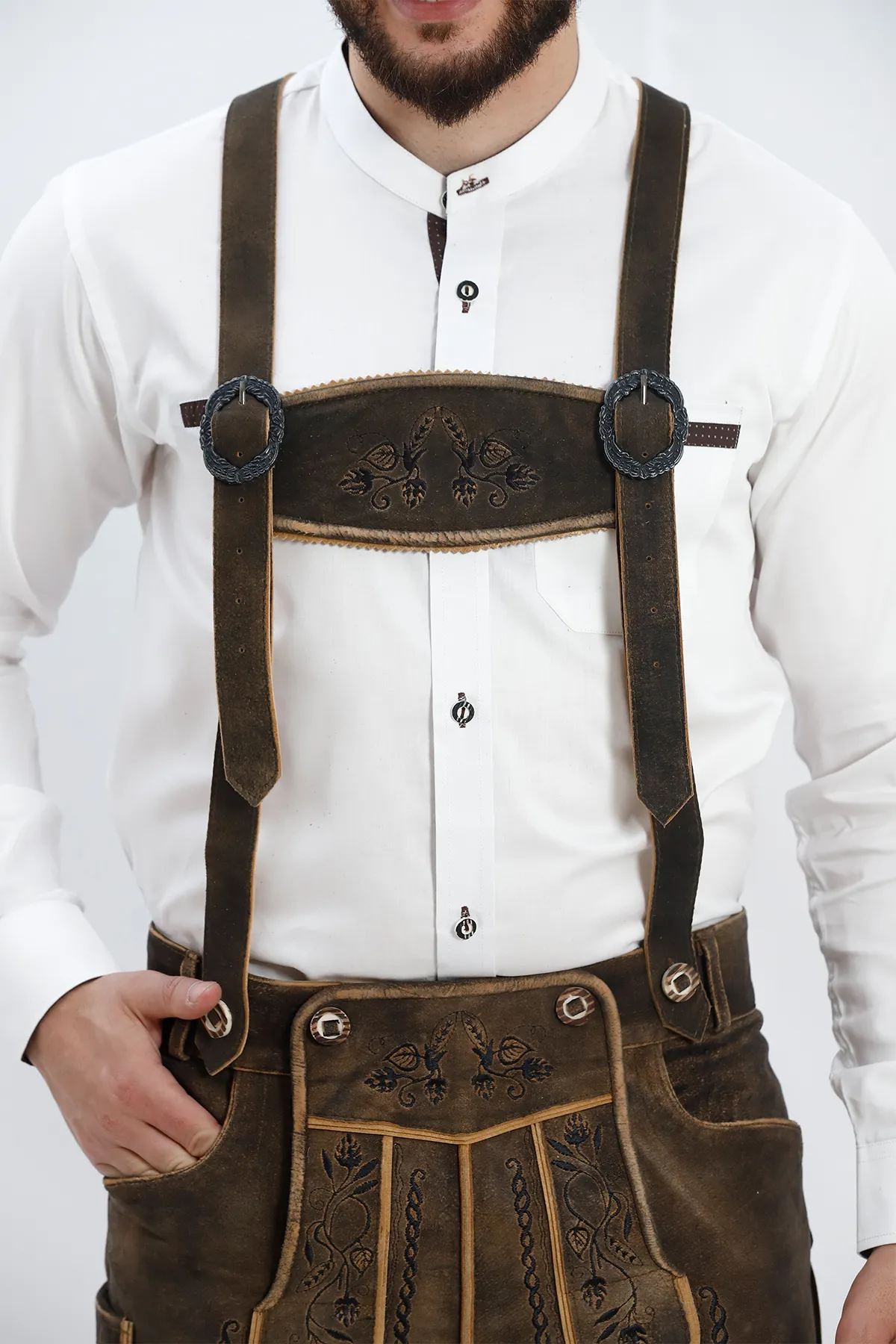 Lederhosen Men Suspenders Vintage Black