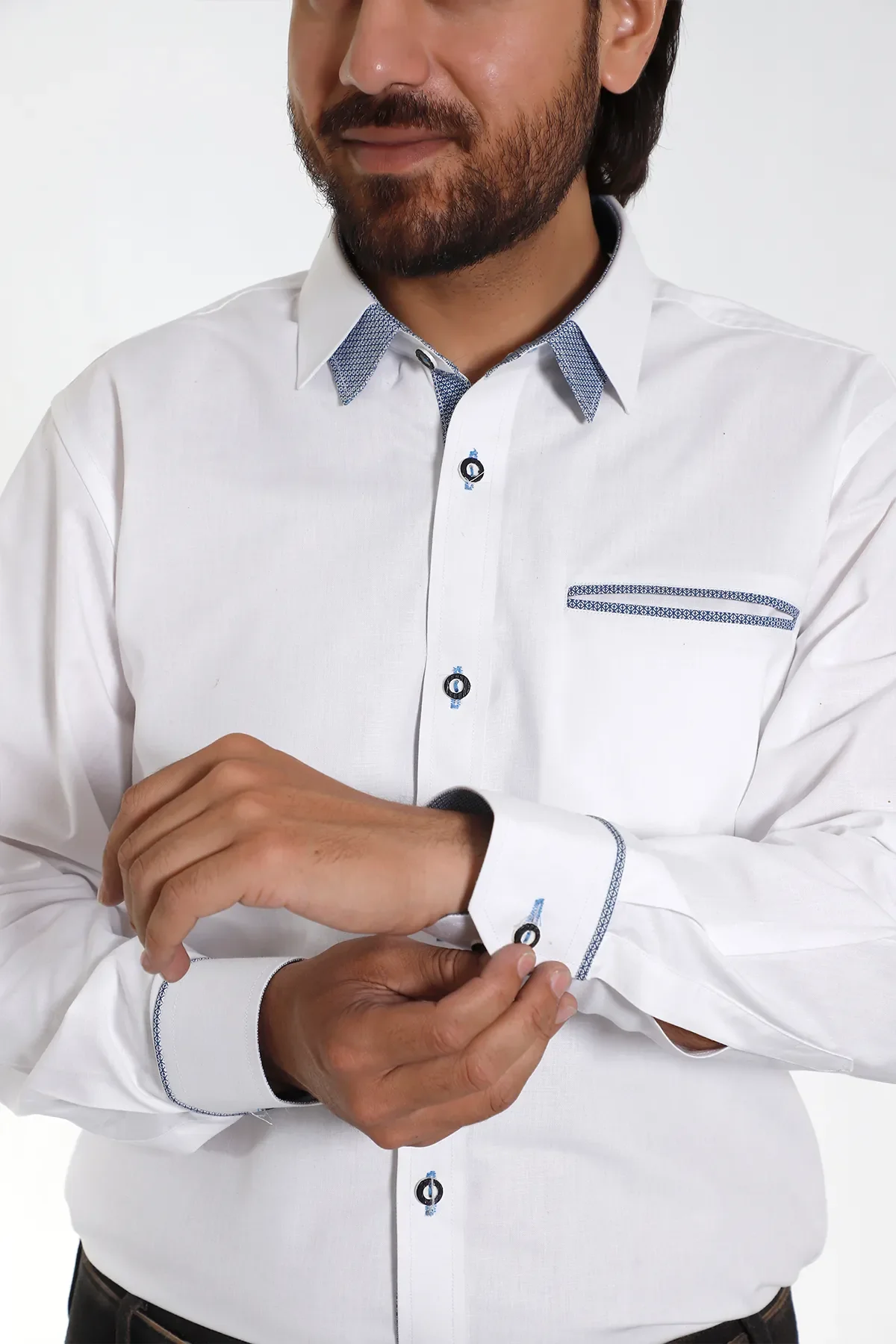 Men's Authentic German Shirt with Blue Trim - Image 3