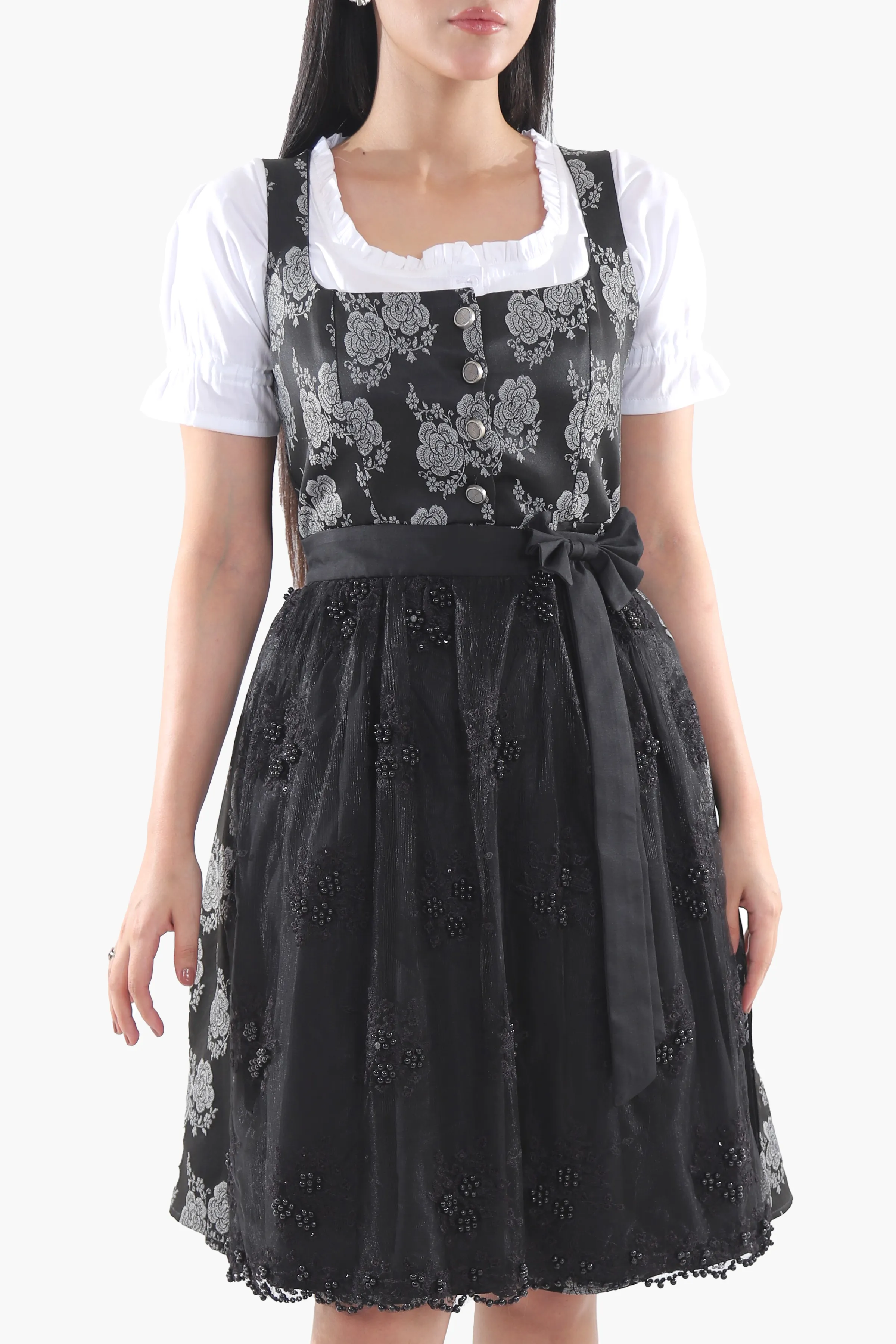 Midi Dirndl with Midnight Black Rose Bodice - Image 4