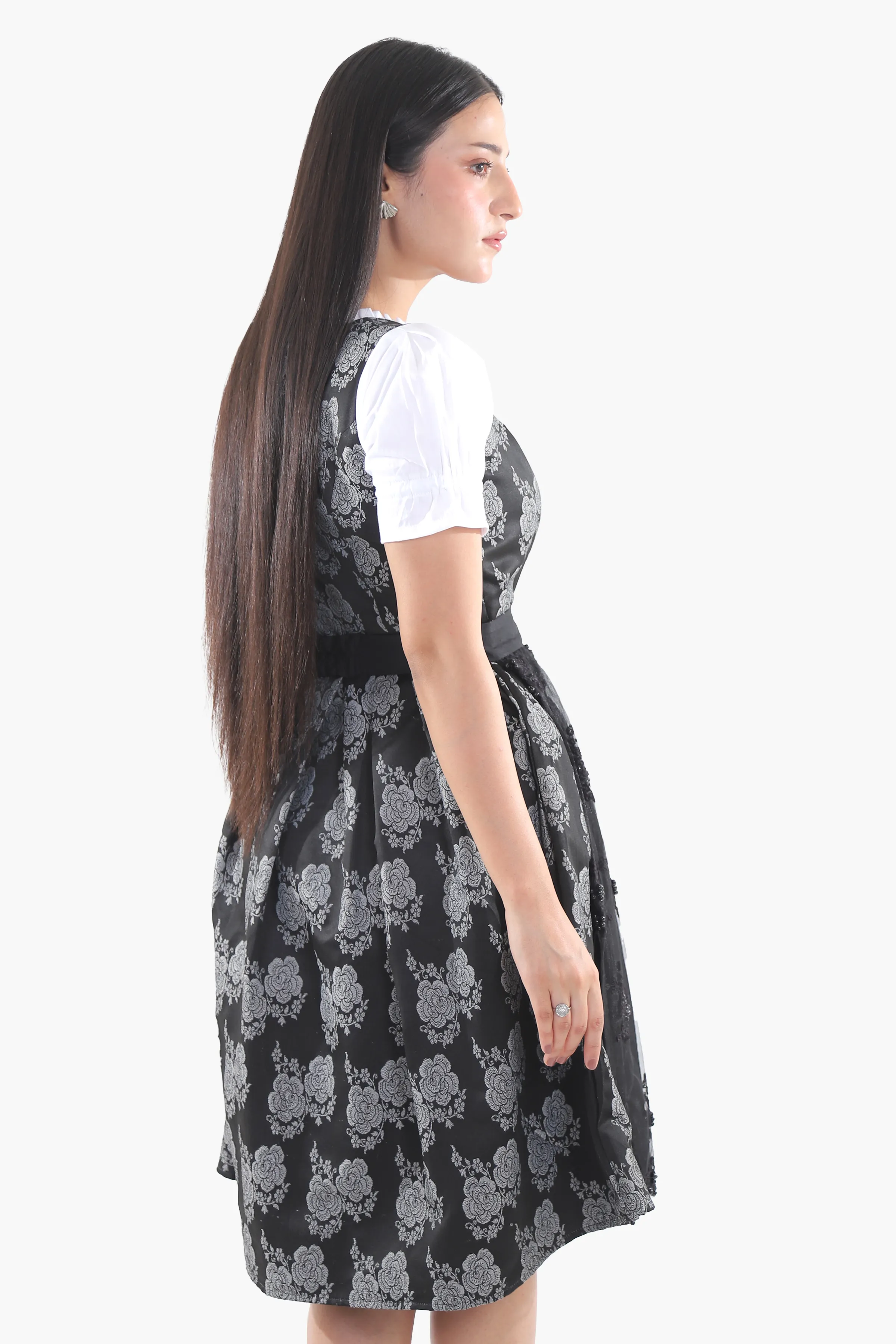 Midi Dirndl with Midnight Black Rose Bodice - Image 6