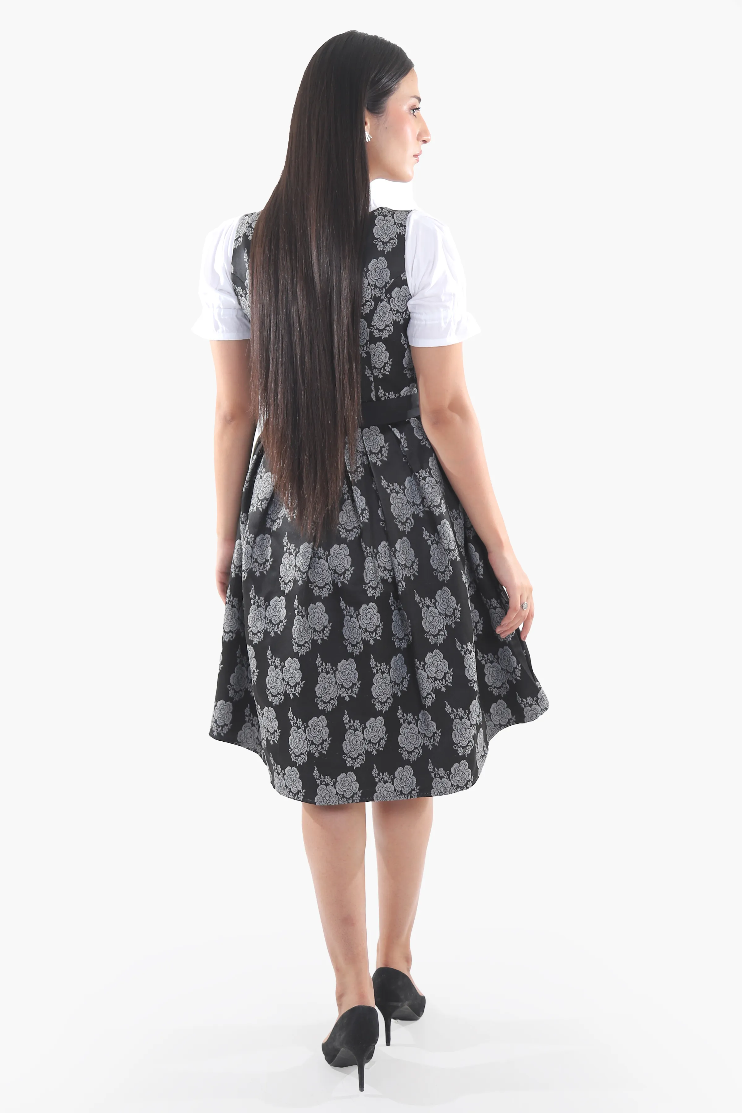 Midi Dirndl with Midnight Black Rose Bodice - Image 7