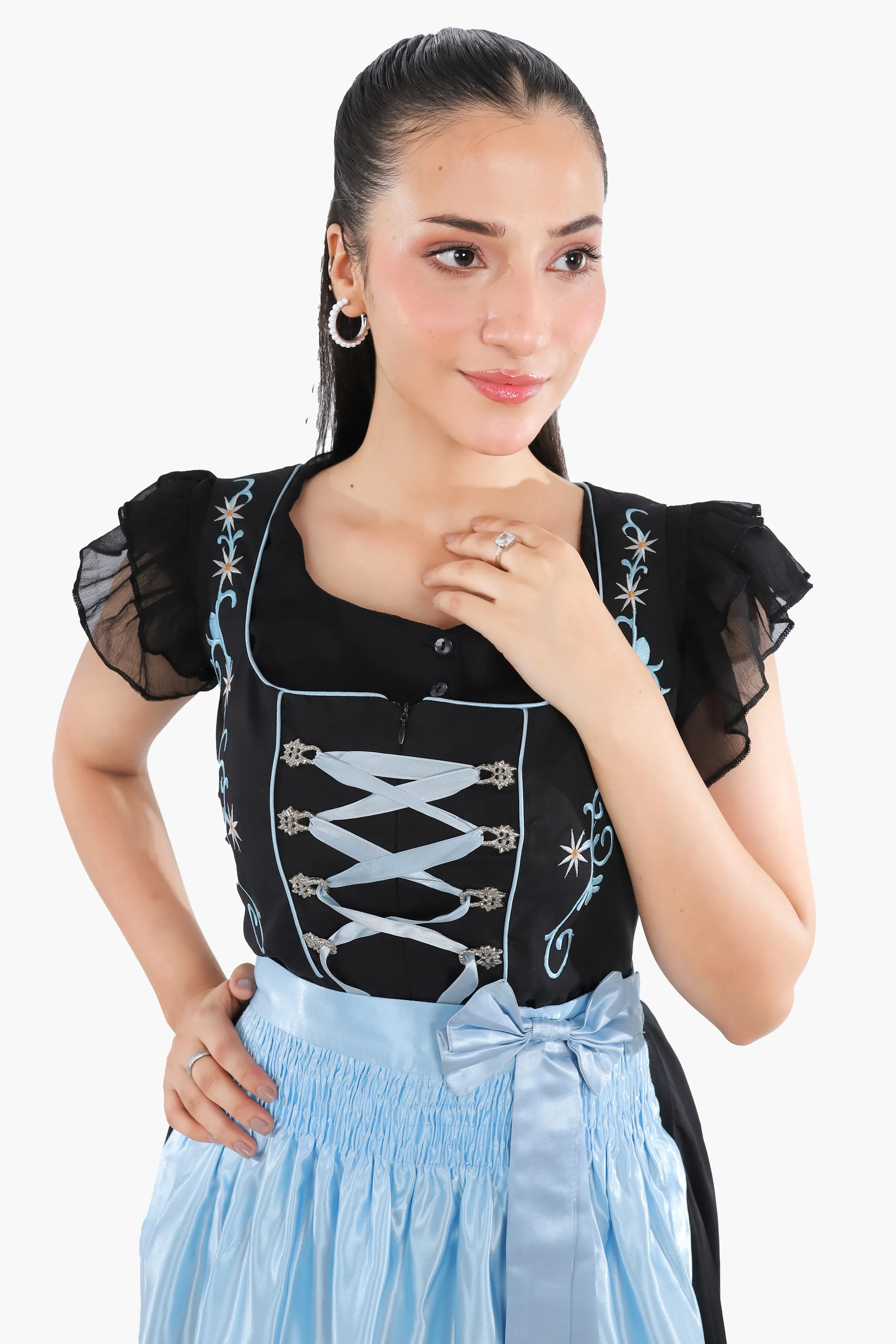 Midnight Black Dirndl Serene Blue Seduction - Image 4