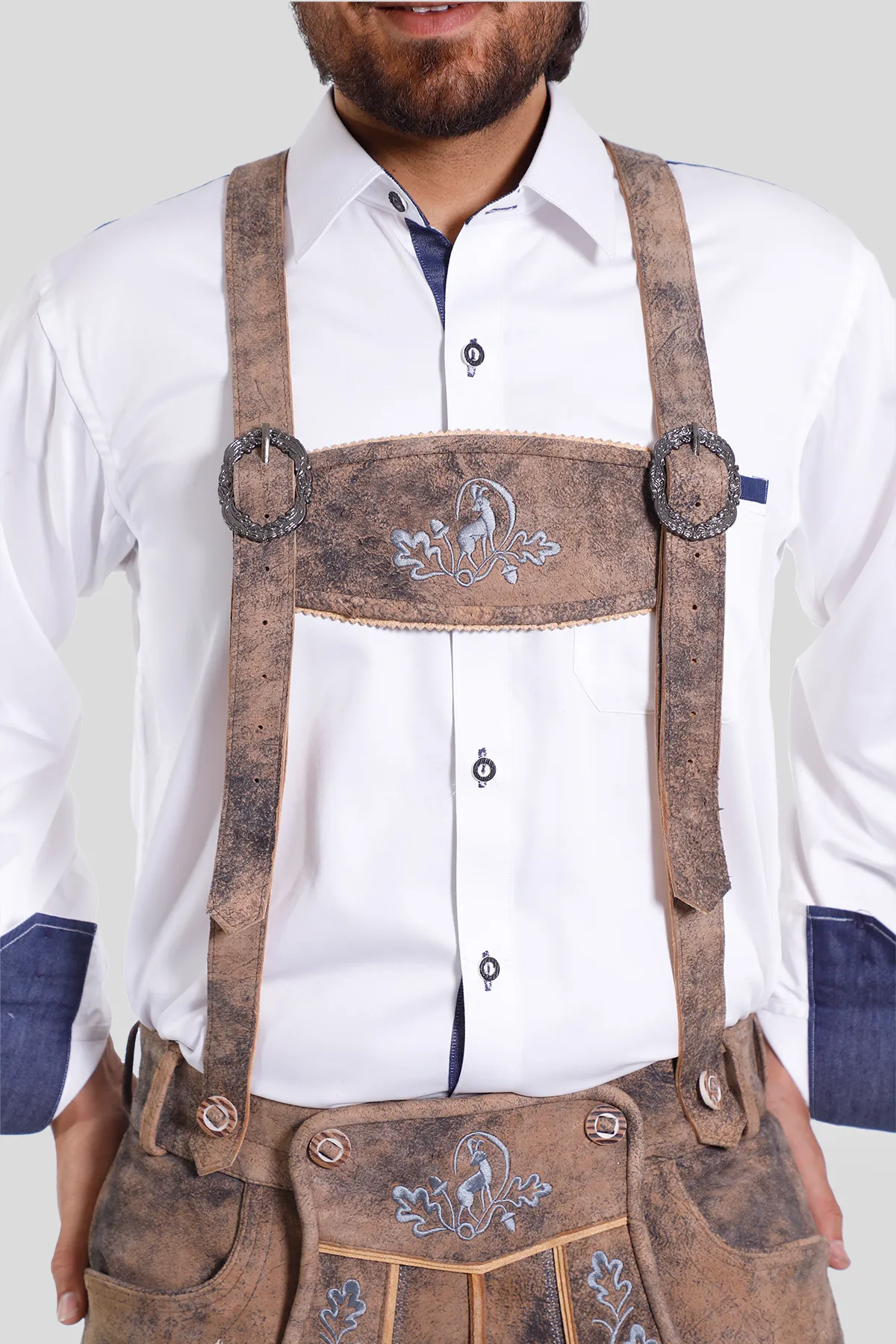 Premium Oktoberfest Lederhosen Suspenders Rustic Brown