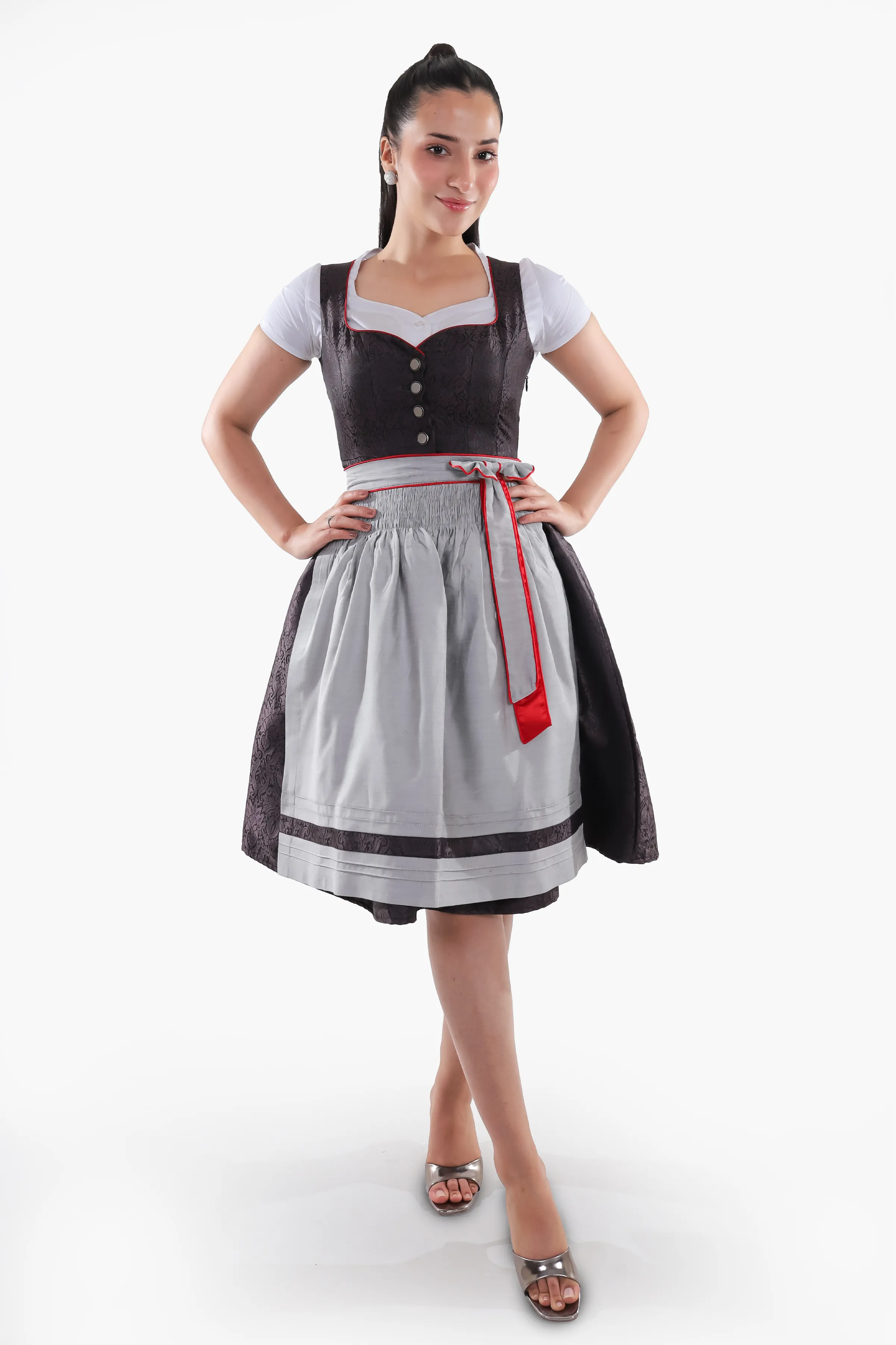 Timeless Bavarian Black Dirndl with Red Accents - Image 5