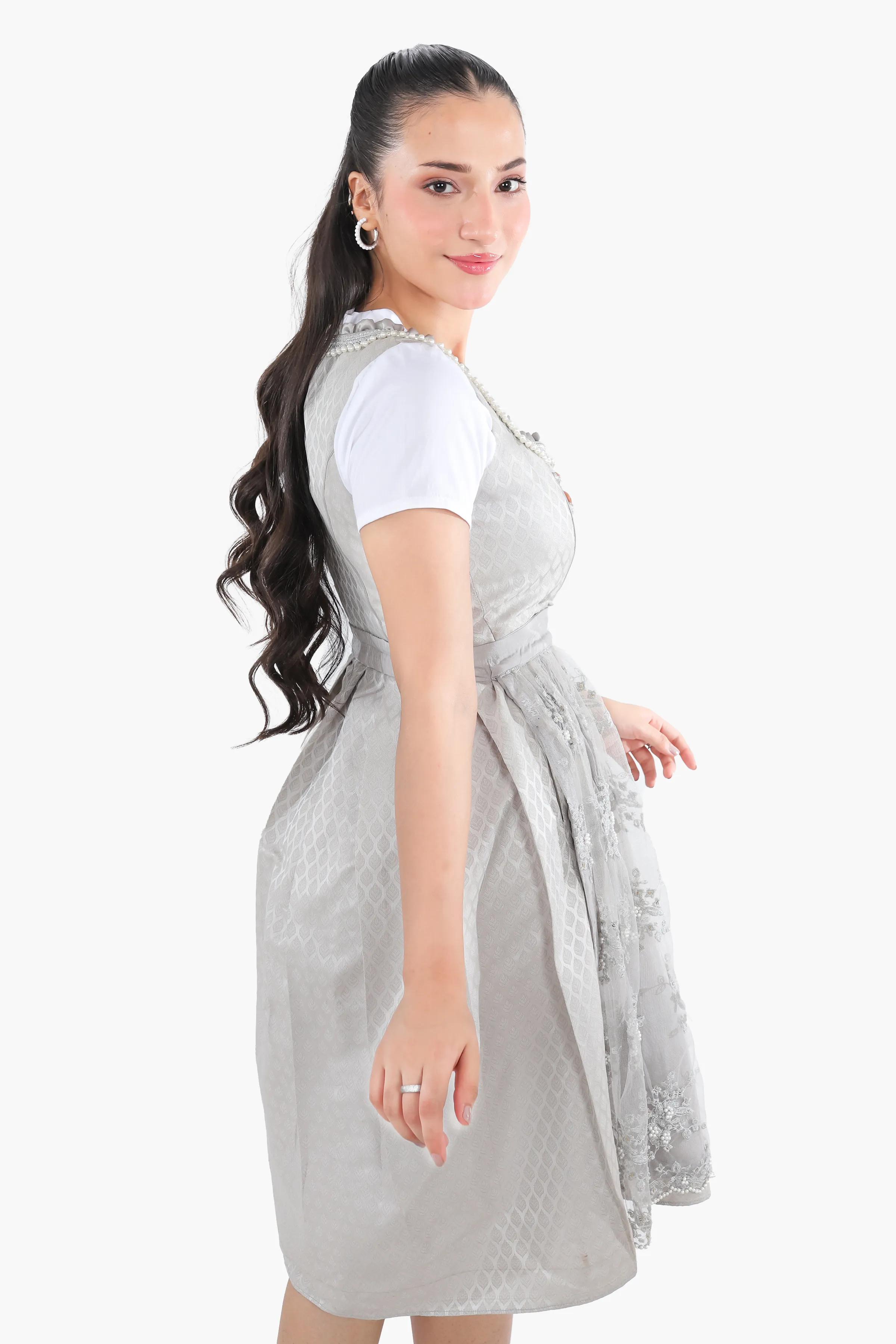 Timeless Bavarian Dirndl Attire Pearl Silver - Image 6