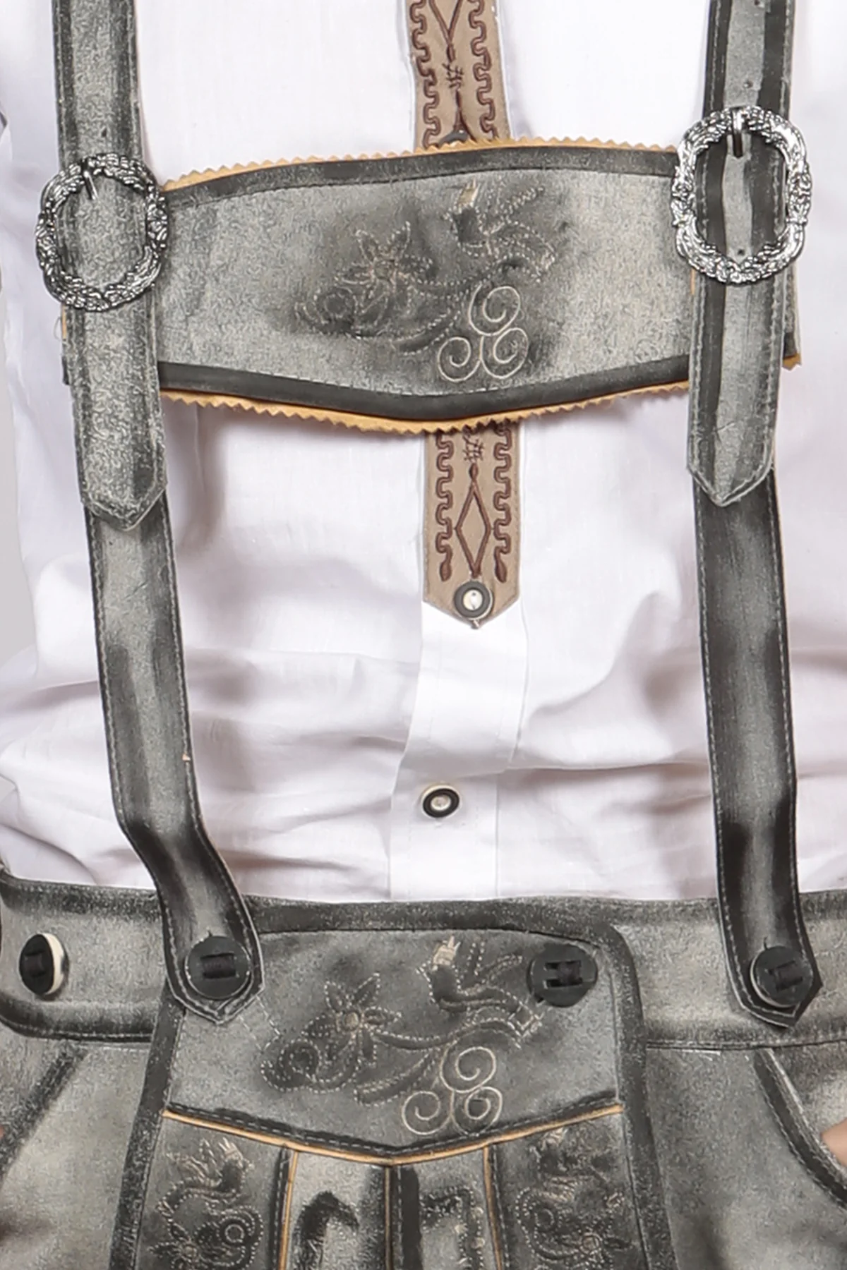 Trachten Short Mens Lederhosen Shaded Grey - Image 3