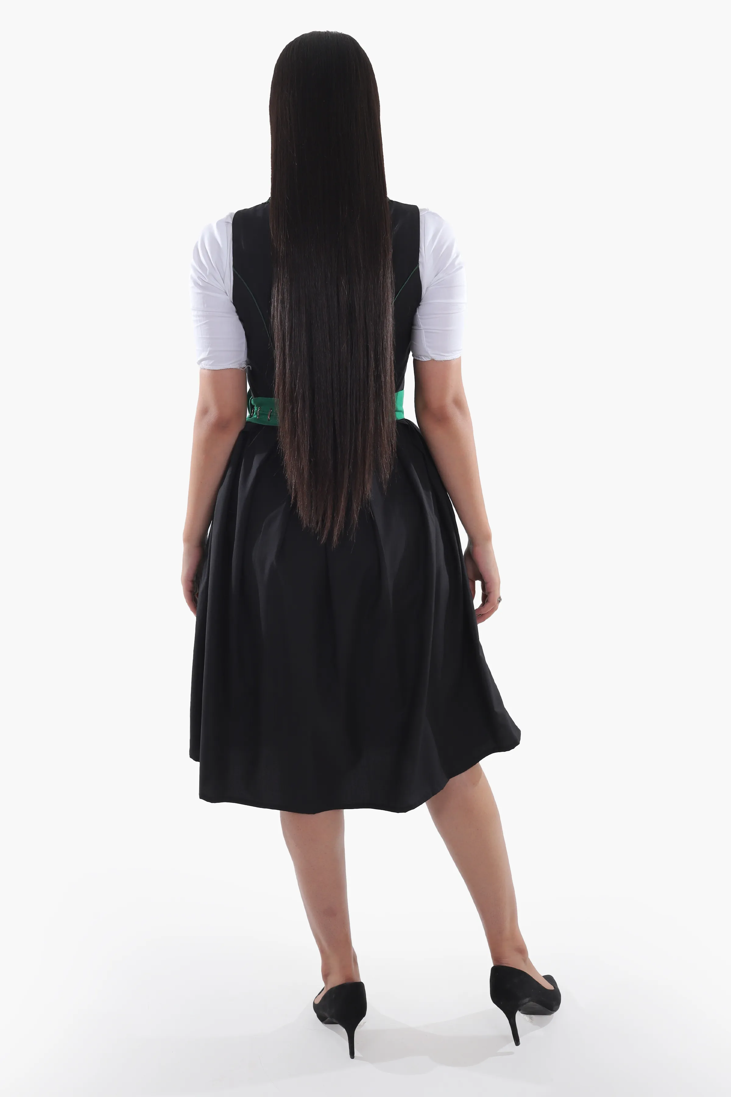 Traditional Black Midi Dirndl with Emerald Embroidery - Image 7