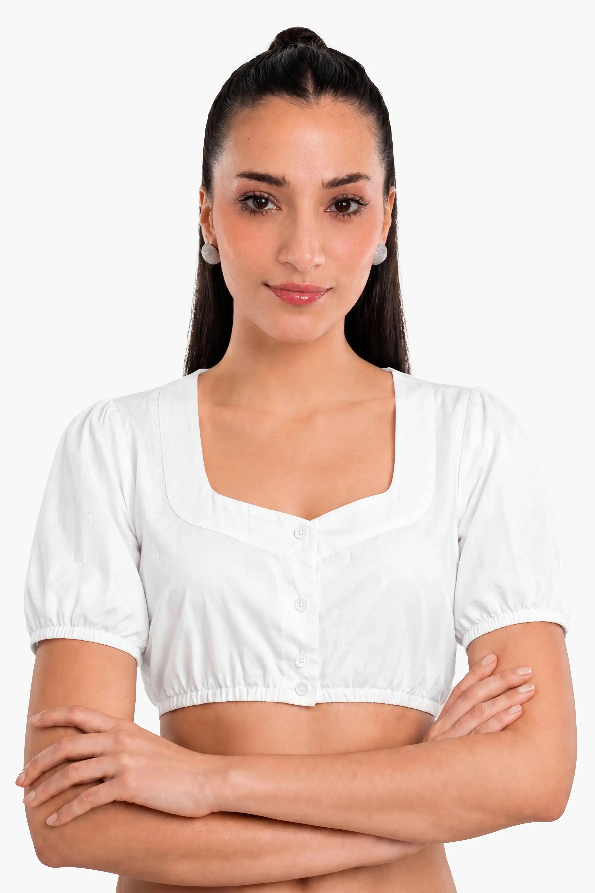 Womens Dirndl Blouse Alpine White Elegance - Image 2